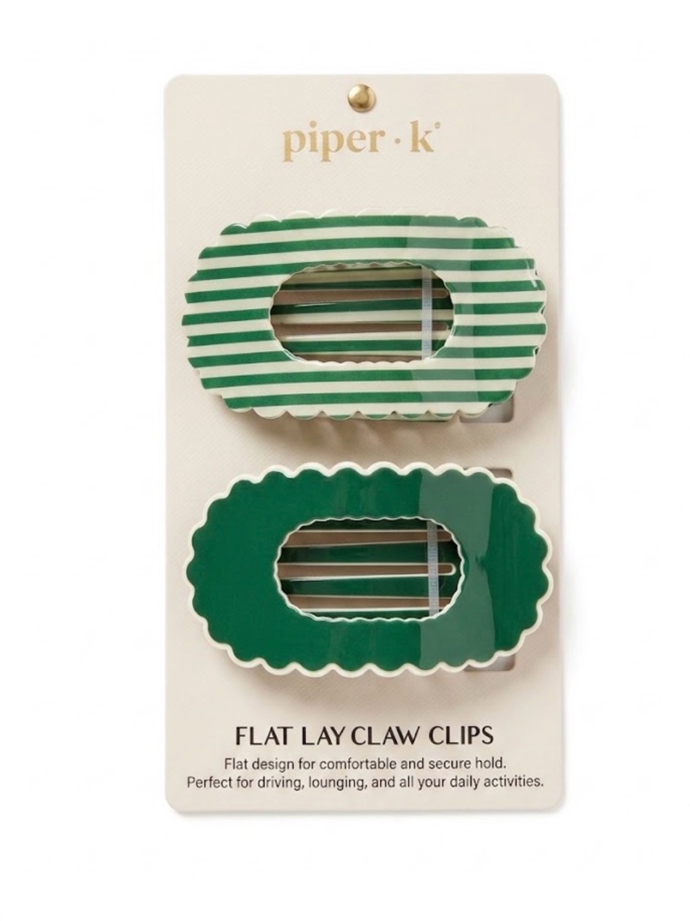 NWT ⚜️💚⚜️ Piper K Green Flat Lay Claw Clips Set of 2